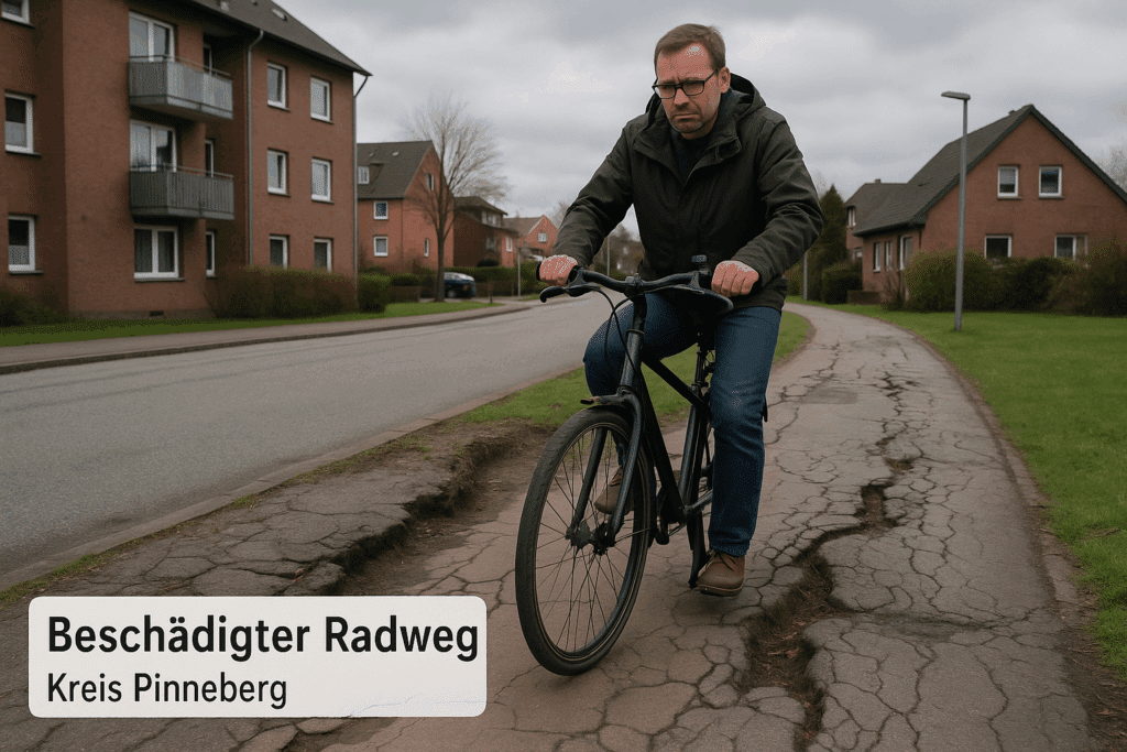 Maroder Radweg in Pinneberg mit Schlaglöchern – Hindernis für sicheren Radverkehr im Alltag