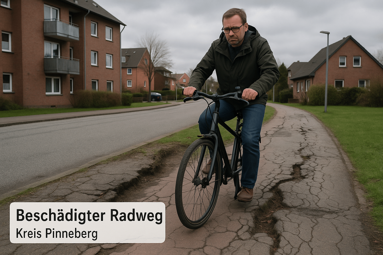 Maroder Radweg in Pinneberg mit Schlaglöchern – Hindernis für sicheren Radverkehr im Alltag